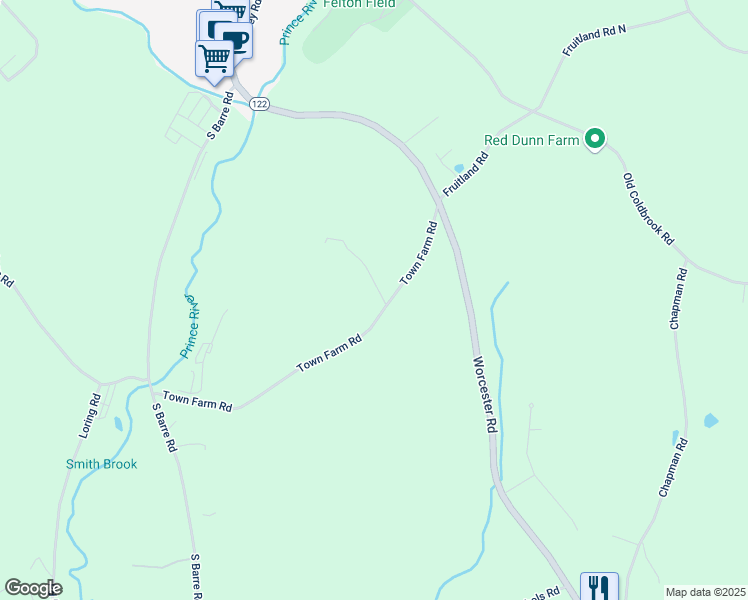 map of restaurants, bars, coffee shops, grocery stores, and more near 9 Debra Lane in Barre