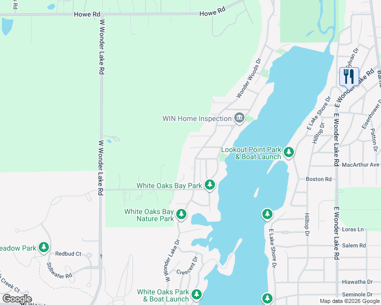 map of restaurants, bars, coffee shops, grocery stores, and more near 7913 West Chestnut Drive in Wonder Lake