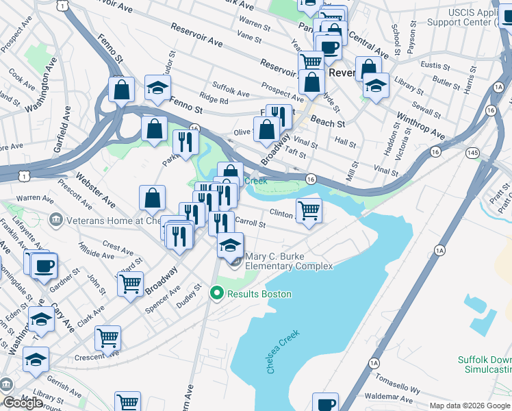 map of restaurants, bars, coffee shops, grocery stores, and more near 35 Clinton Street in Chelsea