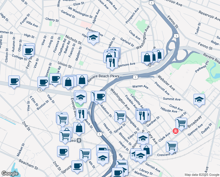 map of restaurants, bars, coffee shops, grocery stores, and more near in Chelsea