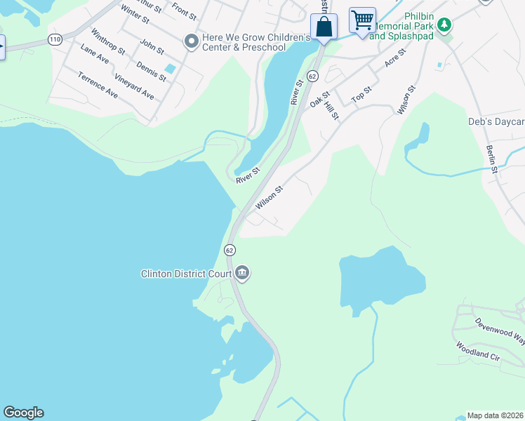 map of restaurants, bars, coffee shops, grocery stores, and more near 454 Wilson Street in Clinton