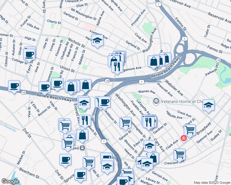 map of restaurants, bars, coffee shops, grocery stores, and more near in Chelsea