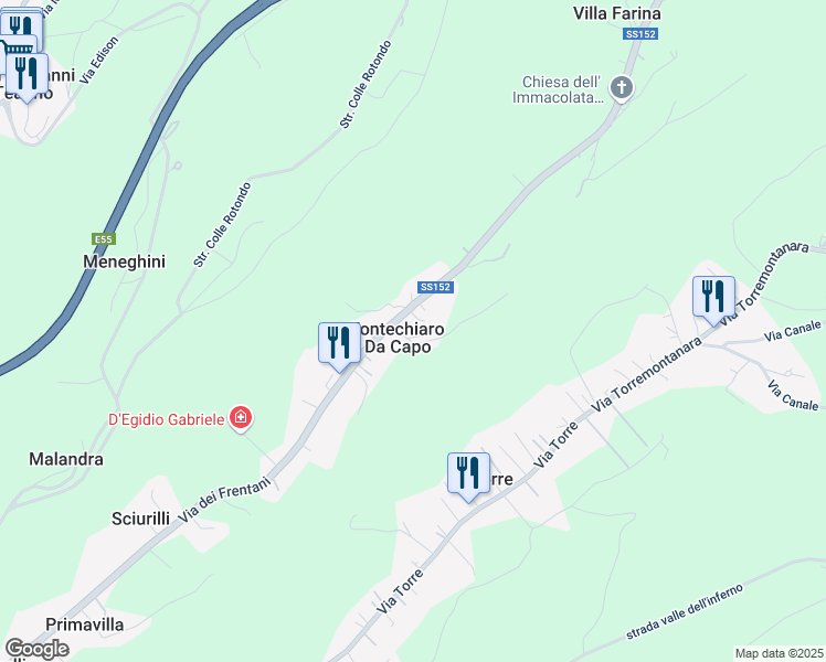 map of restaurants, bars, coffee shops, grocery stores, and more near 511 Via dei Frentani in Fontechiaro Da Capo