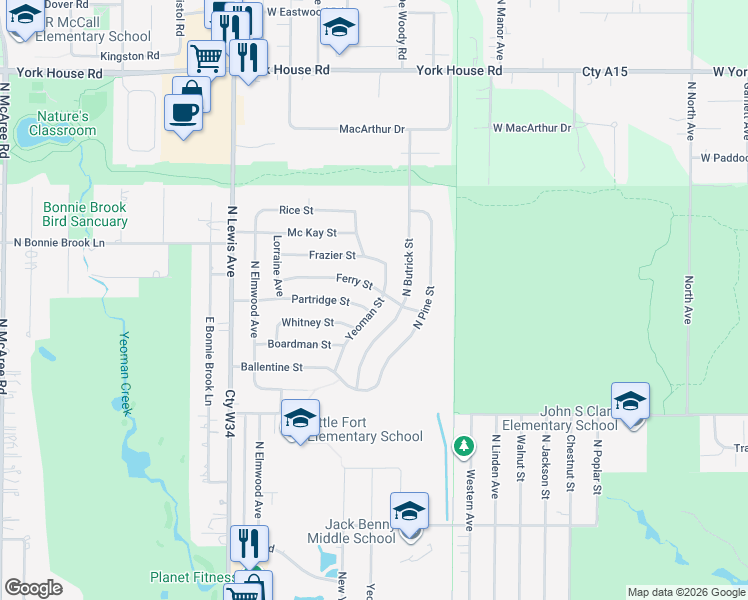 map of restaurants, bars, coffee shops, grocery stores, and more near 1604 Ferry Street in Waukegan