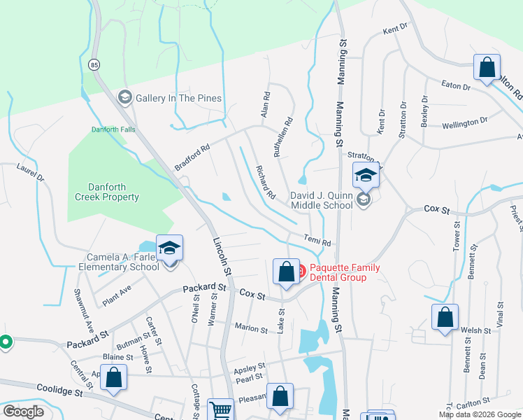 map of restaurants, bars, coffee shops, grocery stores, and more near 26 Temi Road in Hudson