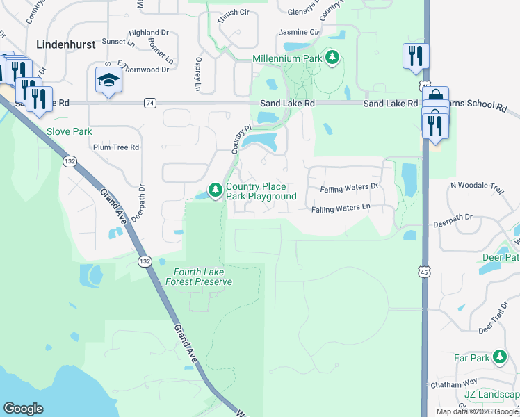 map of restaurants, bars, coffee shops, grocery stores, and more near 613 Arrowwood Court in Lindenhurst
