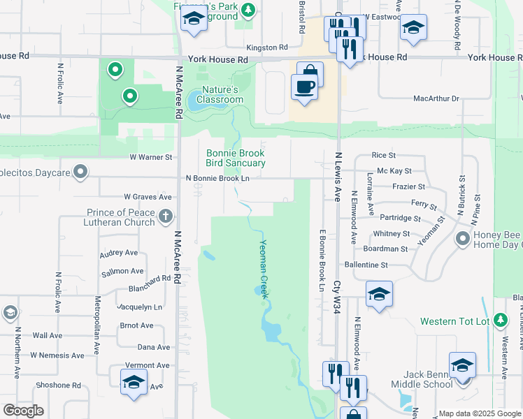 map of restaurants, bars, coffee shops, grocery stores, and more near 2136 Hawthorne Lane in Waukegan