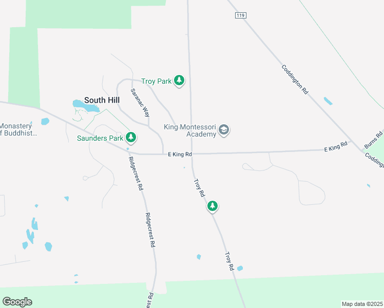 map of restaurants, bars, coffee shops, grocery stores, and more near Troy Road & East King Road in Ithaca