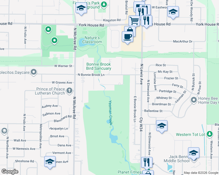 map of restaurants, bars, coffee shops, grocery stores, and more near 2136 Hawthorne Lane in Waukegan