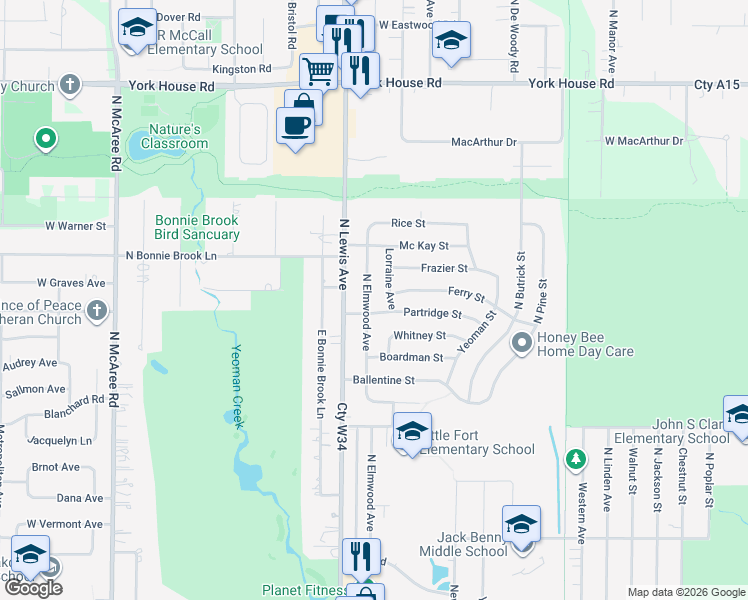 map of restaurants, bars, coffee shops, grocery stores, and more near 2812 Lorraine Avenue in Waukegan