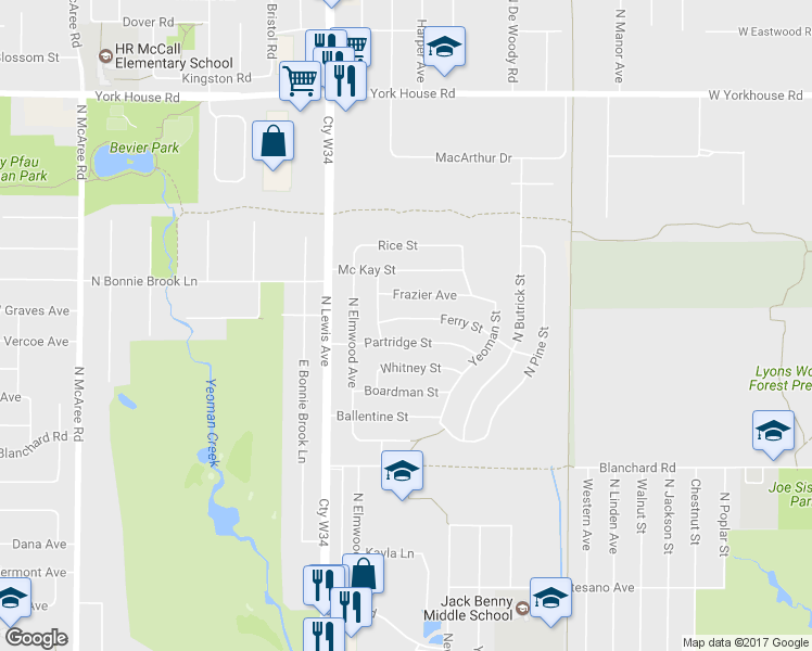 map of restaurants, bars, coffee shops, grocery stores, and more near 1651 Ferry Street in Waukegan
