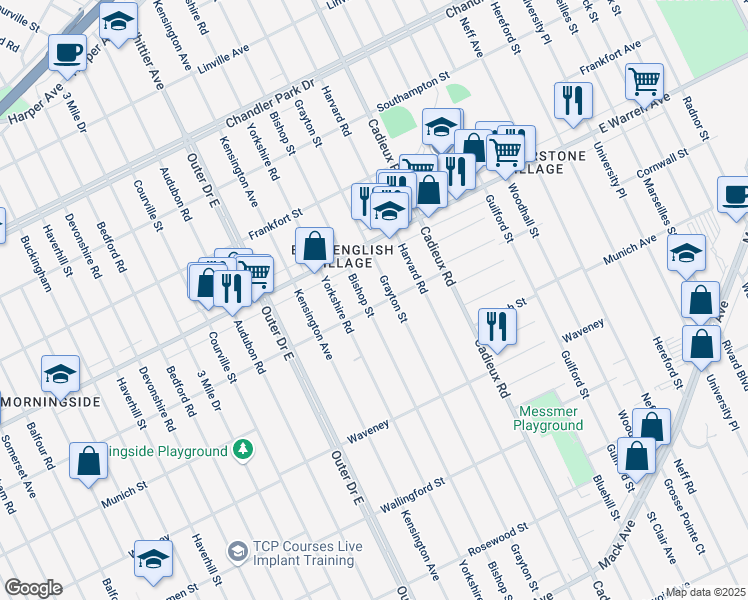 map of restaurants, bars, coffee shops, grocery stores, and more near 4810 Bishop St in Detroit