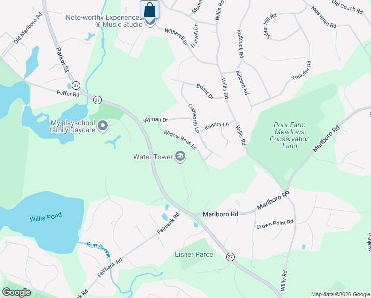 map of restaurants, bars, coffee shops, grocery stores, and more near 61 Cudworth Lane in Sudbury