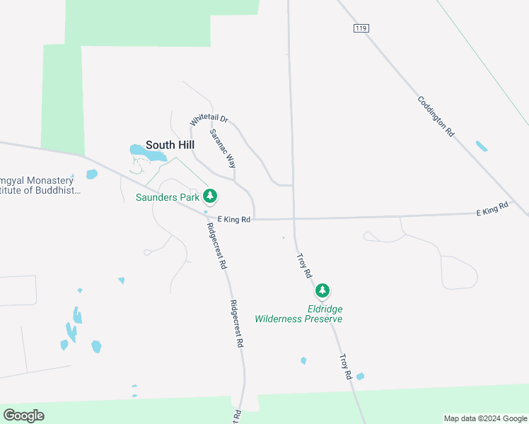 map of restaurants, bars, coffee shops, grocery stores, and more near 212 East King Road in Ithaca