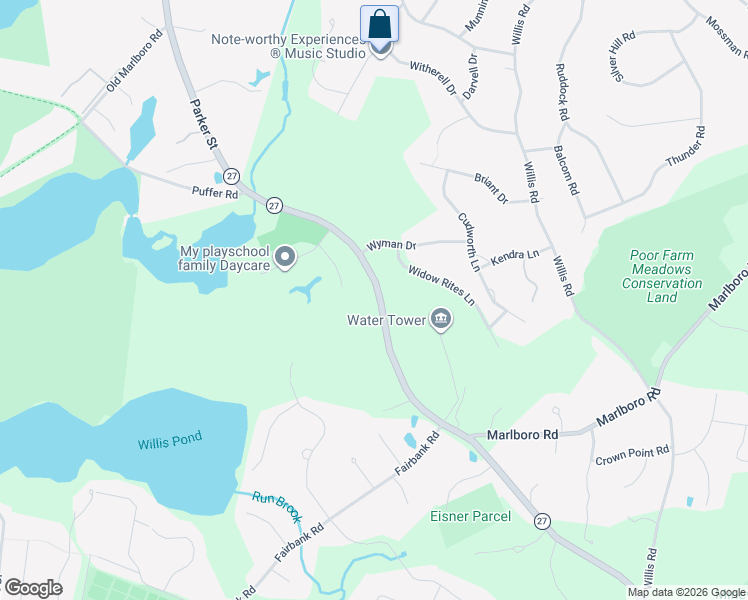 map of restaurants, bars, coffee shops, grocery stores, and more near 354 Maynard Road in Sudbury