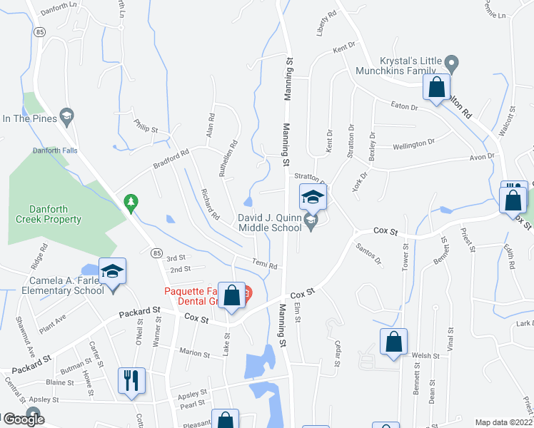map of restaurants, bars, coffee shops, grocery stores, and more near 15 Robert Road in Hudson