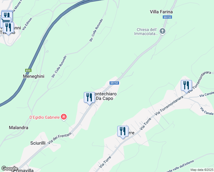 map of restaurants, bars, coffee shops, grocery stores, and more near 511 Via dei Frentani in Fontechiaro Da Capo