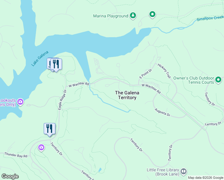 map of restaurants, bars, coffee shops, grocery stores, and more near 19 Farmstead Drive in Galena