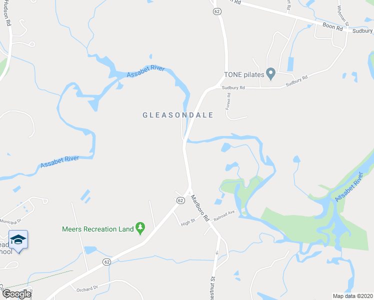 map of restaurants, bars, coffee shops, grocery stores, and more near 516 Gleasondale Road in Stow