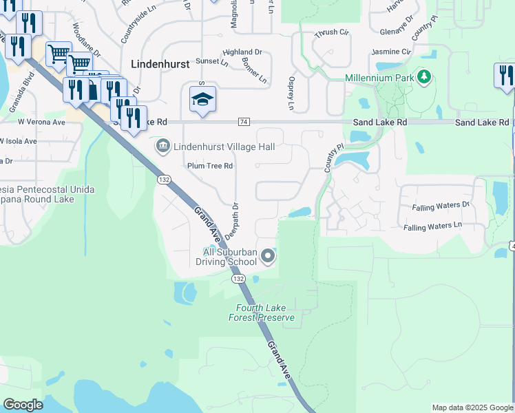 map of restaurants, bars, coffee shops, grocery stores, and more near 510 Sand Piper Drive in Lindenhurst