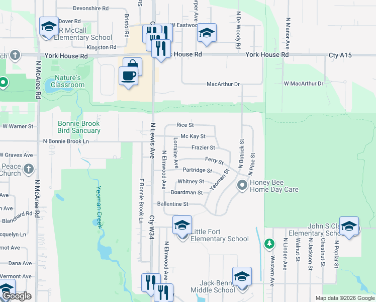 map of restaurants, bars, coffee shops, grocery stores, and more near 1651 Ferry Street in Waukegan