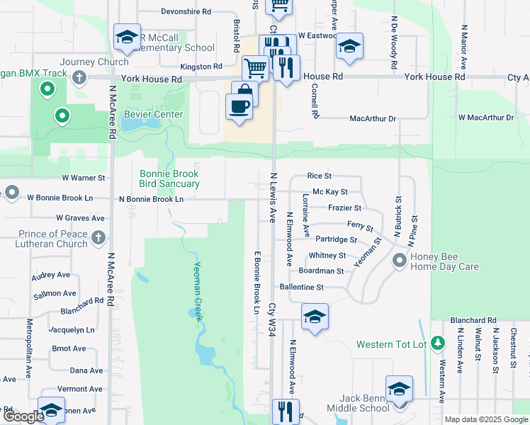 map of restaurants, bars, coffee shops, grocery stores, and more near 2809 North Lewis Avenue in Waukegan