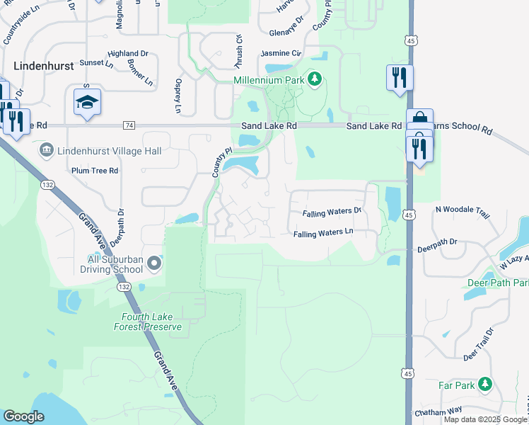 map of restaurants, bars, coffee shops, grocery stores, and more near 853 Blue Spruce Court in Lindenhurst