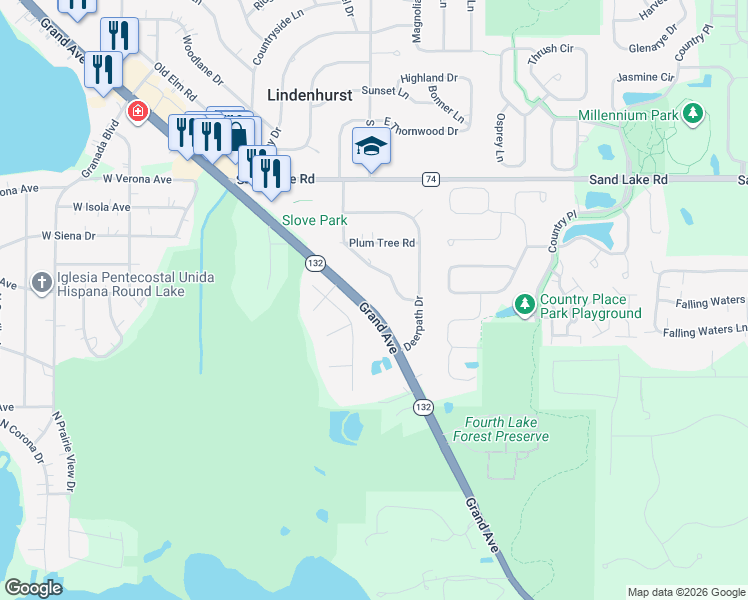 map of restaurants, bars, coffee shops, grocery stores, and more near 2408 Grand Avenue in Lindenhurst