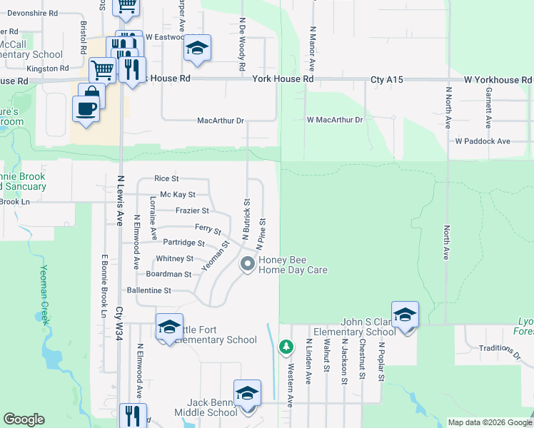 map of restaurants, bars, coffee shops, grocery stores, and more near 2841 North Pine Street in Waukegan