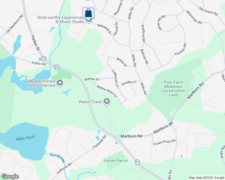 map of restaurants, bars, coffee shops, grocery stores, and more near 61 Cudworth Lane in Sudbury