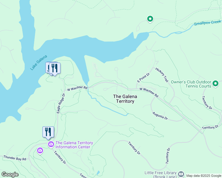 map of restaurants, bars, coffee shops, grocery stores, and more near 10 Farmstead Lane in Galena