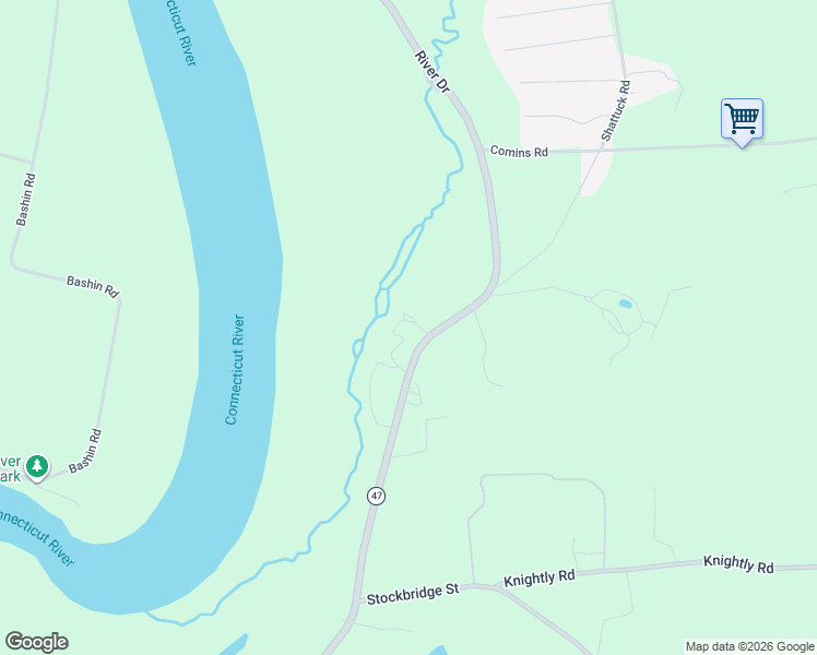 map of restaurants, bars, coffee shops, grocery stores, and more near 342 River Drive in Hadley