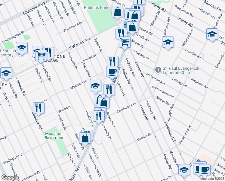 map of restaurants, bars, coffee shops, grocery stores, and more near 13505 North Haggerty Road in Plymouth