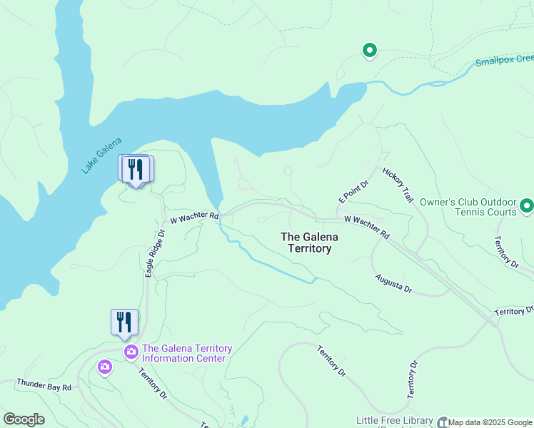 map of restaurants, bars, coffee shops, grocery stores, and more near 10 Farmstead Lane in Galena