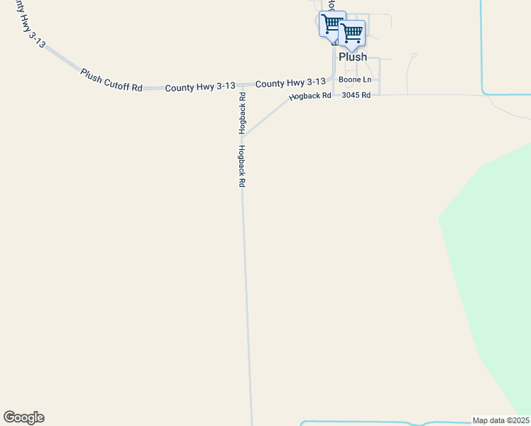 map of restaurants, bars, coffee shops, grocery stores, and more near Hogback Road in Plush