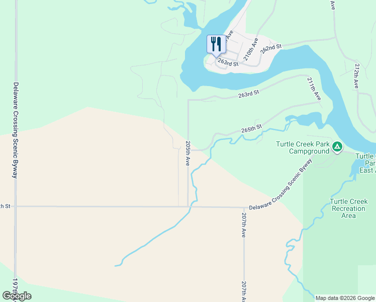 map of restaurants, bars, coffee shops, grocery stores, and more near 20970 265th Street in Manchester