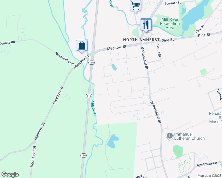 map of restaurants, bars, coffee shops, grocery stores, and more near 267 Puffton Village Drive in Amherst