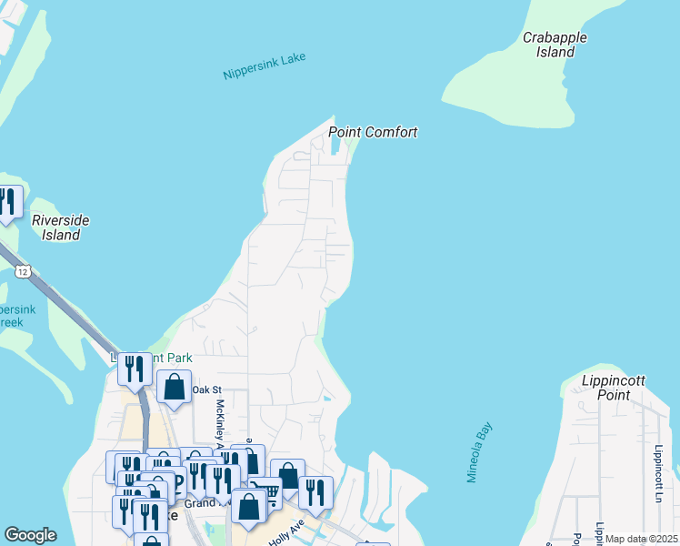 map of restaurants, bars, coffee shops, grocery stores, and more near 131 Cora Avenue in Fox Lake