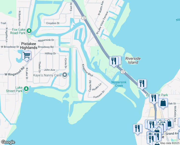 map of restaurants, bars, coffee shops, grocery stores, and more near 605 Kingston Boulevard in McHenry