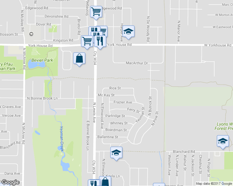 map of restaurants, bars, coffee shops, grocery stores, and more near 1660 Mc Kay Street in Waukegan