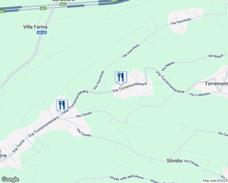 map of restaurants, bars, coffee shops, grocery stores, and more near 40 Via Torremontanara in Cianchetta