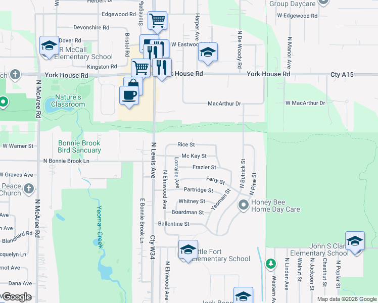 map of restaurants, bars, coffee shops, grocery stores, and more near 1660 Mc Kay Street in Waukegan