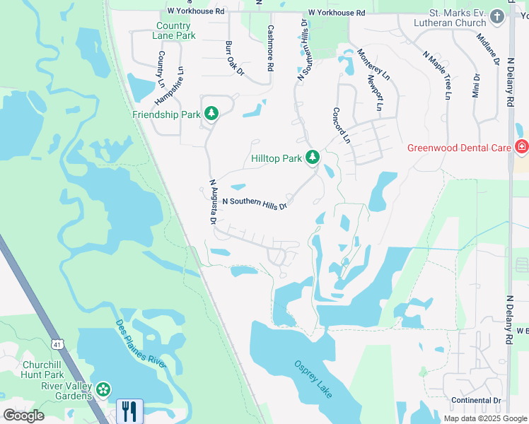 map of restaurants, bars, coffee shops, grocery stores, and more near 2871 North Southern Hills Drive in Wadsworth