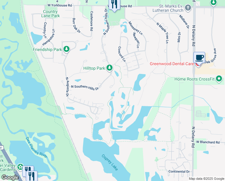 map of restaurants, bars, coffee shops, grocery stores, and more near 2927 North Cypress Point in Wadsworth