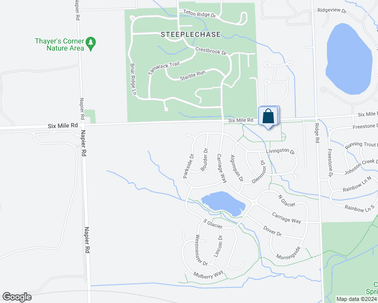 map of restaurants, bars, coffee shops, grocery stores, and more near 49577 South Glacier in Northville