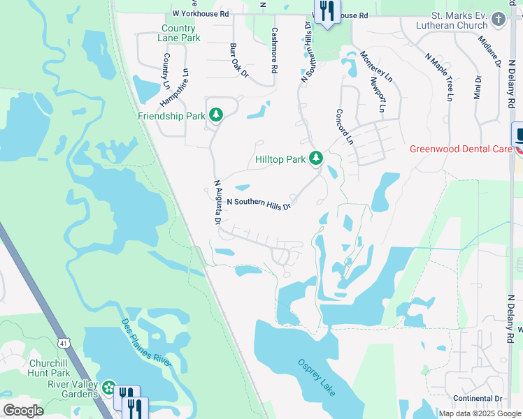 map of restaurants, bars, coffee shops, grocery stores, and more near 2871 North Southern Hills Drive in Wadsworth