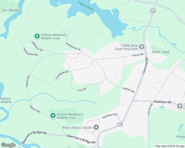 map of restaurants, bars, coffee shops, grocery stores, and more near 14 Catherine's Farm Road in Wayland