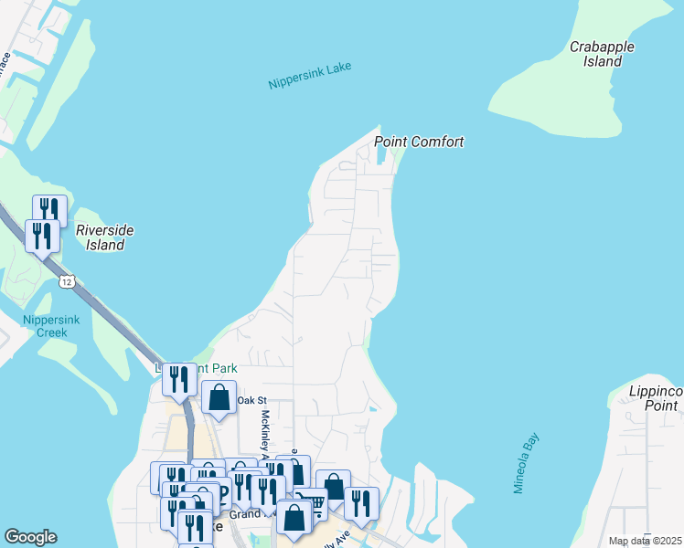 map of restaurants, bars, coffee shops, grocery stores, and more near 89 Maude Avenue in Fox Lake
