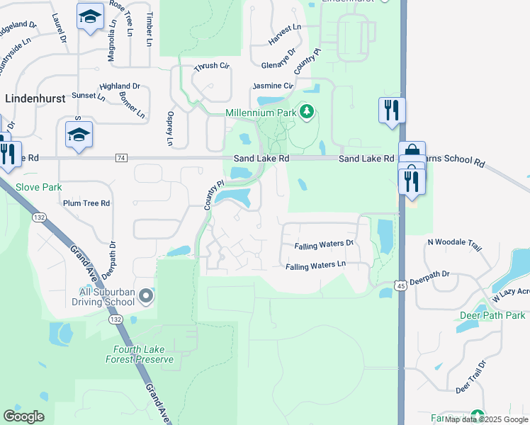 map of restaurants, bars, coffee shops, grocery stores, and more near 465 Rosewood Crossing in Lindenhurst