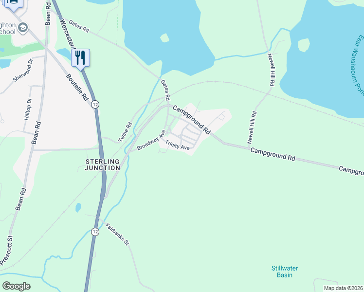 map of restaurants, bars, coffee shops, grocery stores, and more near 37 Trinity Avenue in Sterling